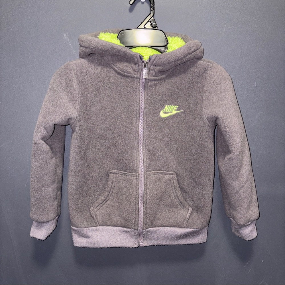 Nike Gray Full Zip Up Sherpa Hoodie Kids 4 Jacket
